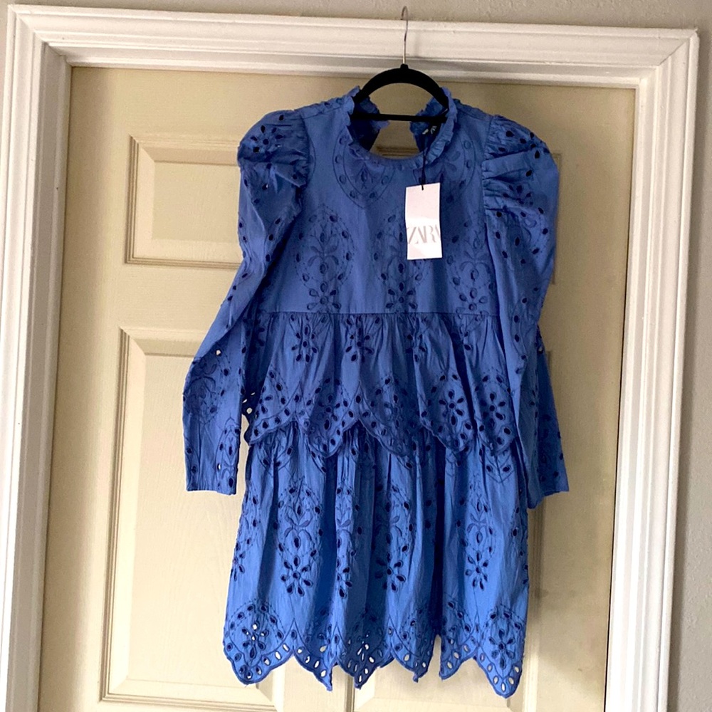 Zara dress , blue, brand new with tag , polyester fabric.
